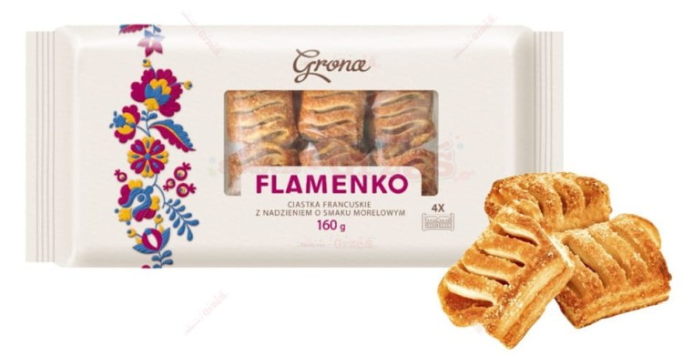Flamenko ciastka francuskie z nadzieniem morelowym 160g Grona