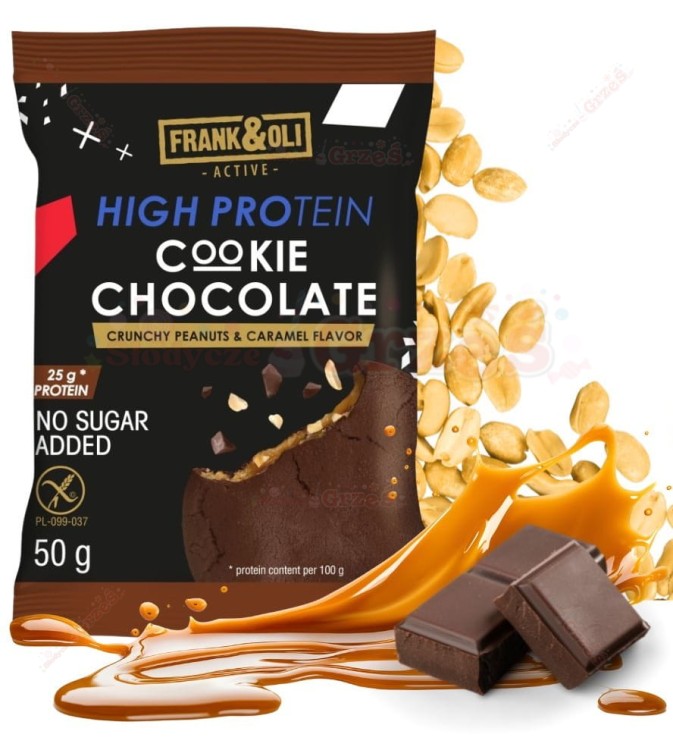 Ciastko proteinowe karmel, orzechy, czekolada HIGH Protein 50g Frank&Oli