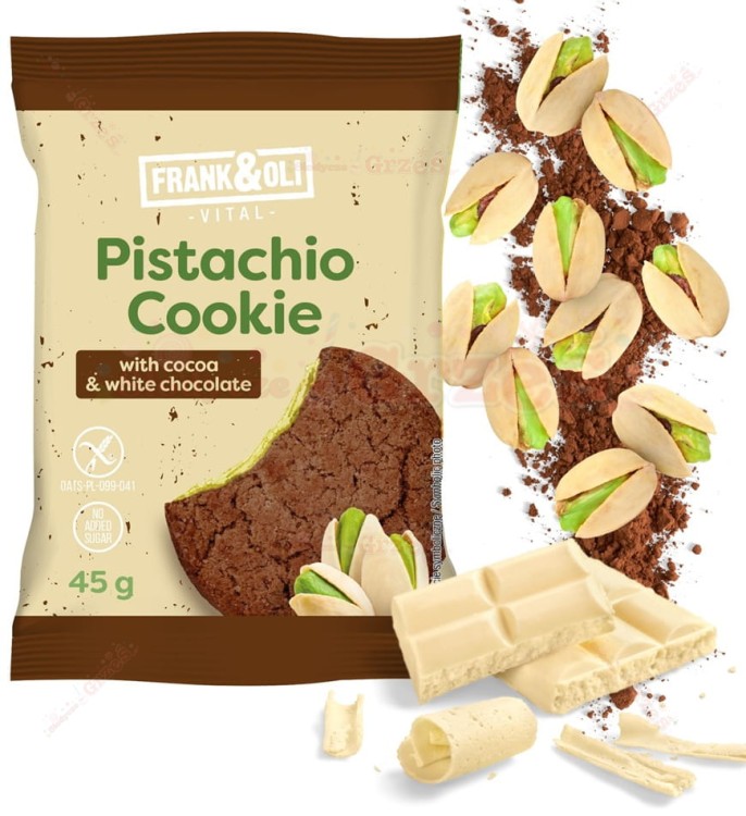 Kakaowe ciastko pistacjowe z białą czekoladą Pistachio Cookie 45g Frank&Oli