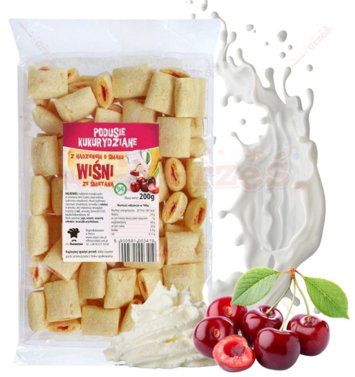Podusie WIŚNIOWE ze śmietaną, bezglutenowe poduszeczki, płatki 200g Celpol