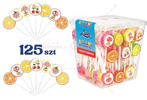 Lizaki deseniowe owocowe MIX  125SZT*8g Liwocz