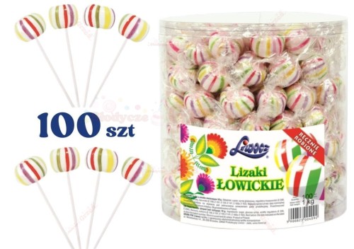 Lizak kulka - lizaki owocowe ŁOWICKIE 100szt*10g  Liwocz