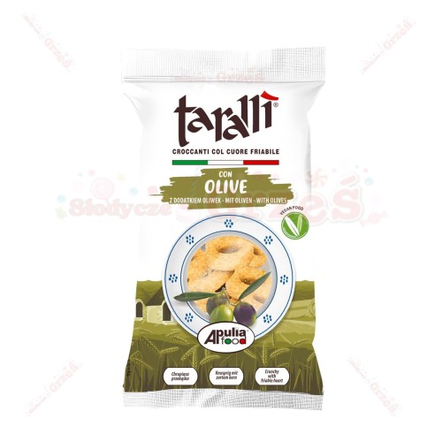 Tarallini z OLIWKAMI, włoskie - chrupiąca przekąska 100g Taralli
