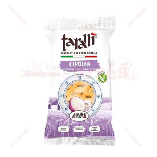 Tarallini z CEBULĄ, włoskie - chrupiąca przekąska 100g Taralli