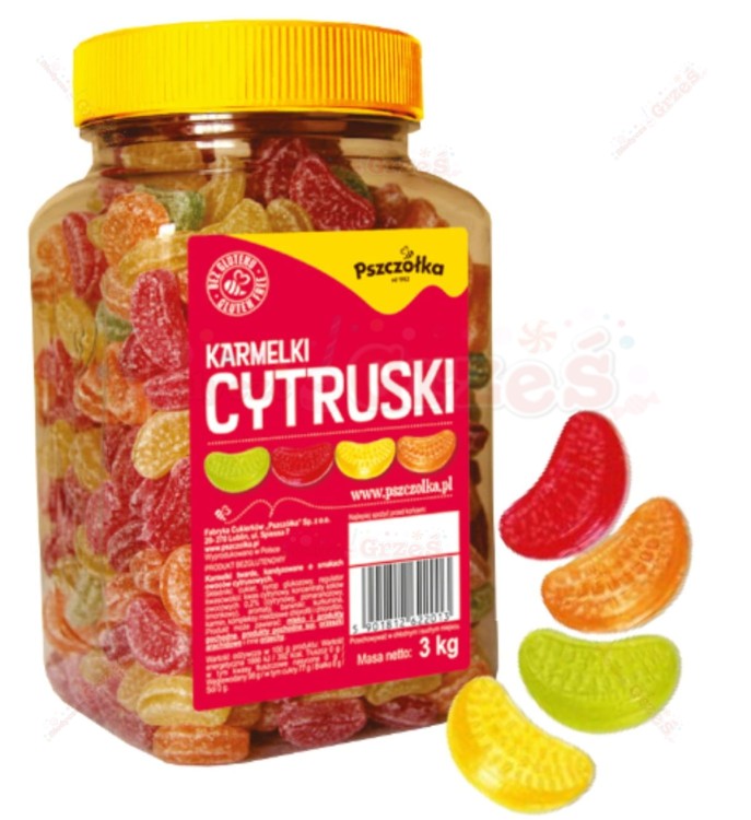 Cytruski słój 3kg - karmelki owocowe Pszczółka
