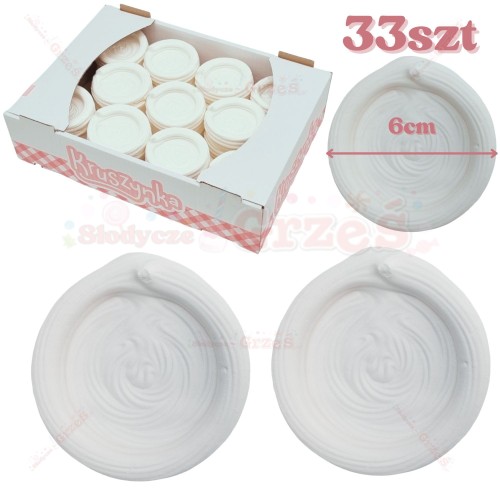 Mini gniazdka bezowe 6cm-33szt, korpusy bezowe, pavlova Kruszynka