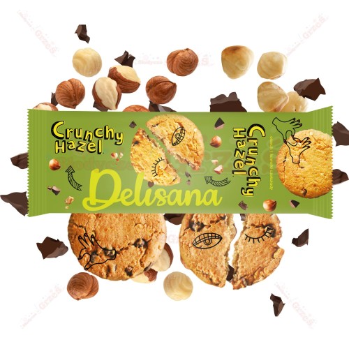 Kruche ciastka z czekoladą i orzechami laskowymi CRUNCHY HAZEL 100g Delisana