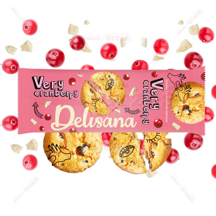 Kruche ciastka z białą czekoladą i żurawiną VERY CRANBERRY 100g Delisana