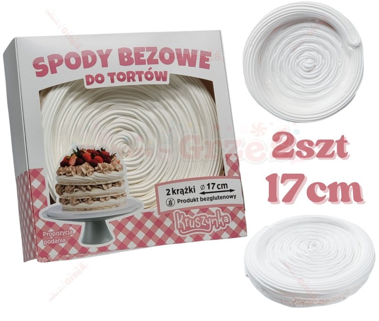 Krążki bezowe do tortów 17cm 2szt | BEZA Pavlova - tort bezowy  Kruszynka