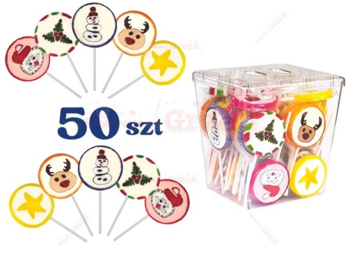 Lizaki świąteczne wzory, lizaki deseniowe 50szt x 26g  Liwocz