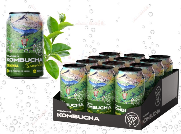 12x Kombucha Original  330ml Prager's | mocny herbaciany smak