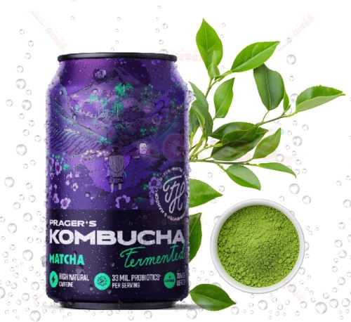 12x Kombucha Matcha 330ml Prager's | duża dawka kofeiny