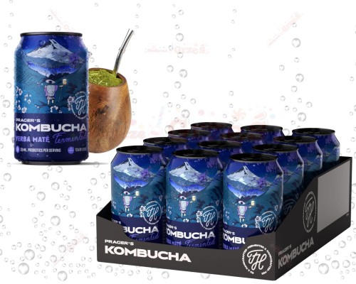 12x Kombucha Yerba Mate 330ml Prager's | mocny herbaciany smak